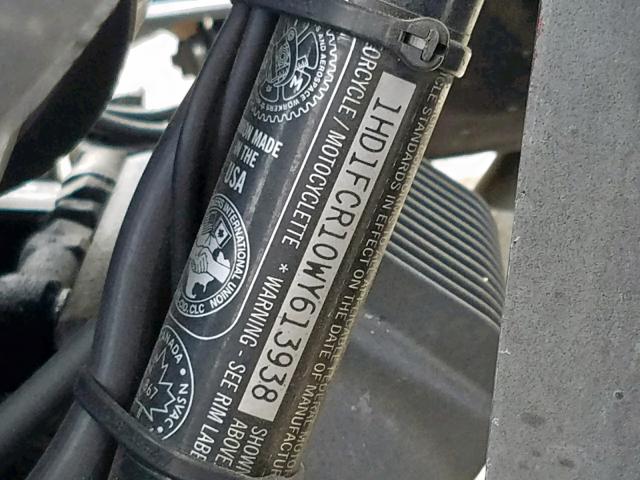 1HD1FCR10WY613938 - 1998 HARLEY-DAVIDSON FLHTCUI BLACK photo 10