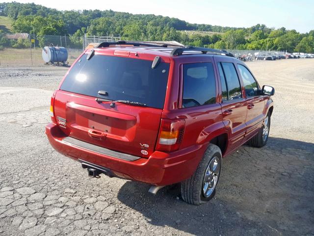 1J4GW58J03C594304 - 2003 JEEP GRAND CHER RED photo 4