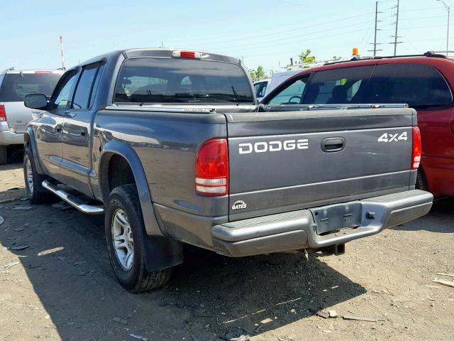 1B7HG38N62S682938 - 2002 DODGE DAKOTA QUA GRAY photo 3