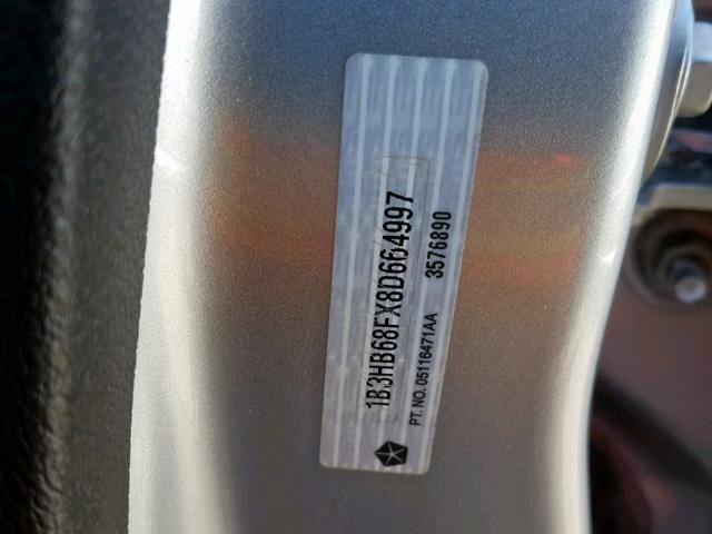 1B3HB68FX8D664997 - 2008 DODGE CALIBER SR SILVER photo 10