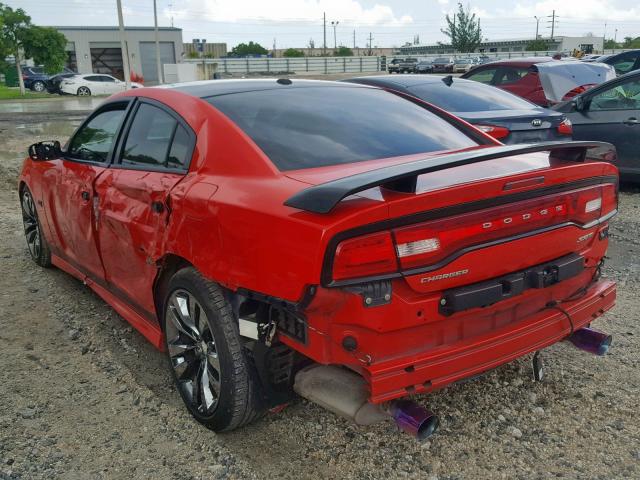 2C3CDXEJ5EH156022 - 2014 DODGE CHARGER SR RED photo 3