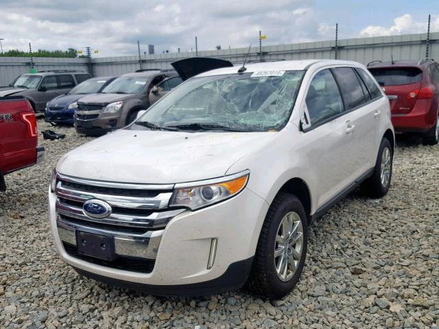 2FMDK4JC0EBB29532 - 2014 FORD EDGE SEL WHITE photo 2