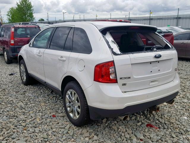 2FMDK4JC0EBB29532 - 2014 FORD EDGE SEL WHITE photo 3