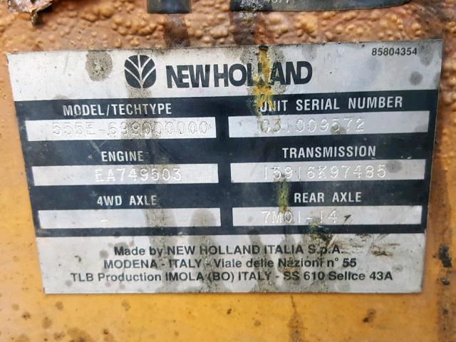 031009572 - 1997 NEWH BACKHOE YELLOW photo 10