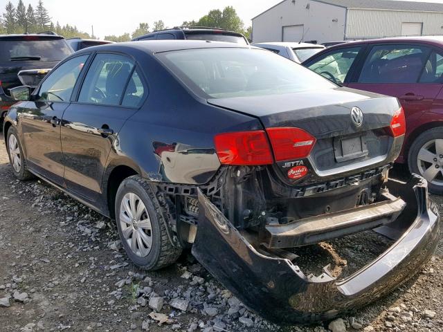 3VW1K7AJ7BM339284 - 2011 VOLKSWAGEN JETTA BASE BLACK photo 3