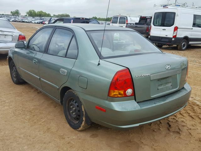 KMHCG45C84U568008 - 2004 HYUNDAI ACCENT GL GREEN photo 3