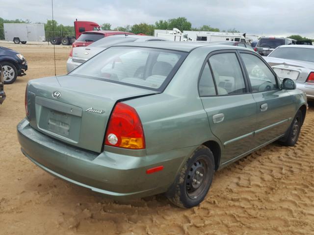 KMHCG45C84U568008 - 2004 HYUNDAI ACCENT GL GREEN photo 4