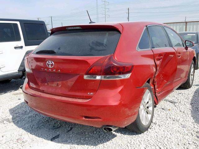 4T3ZA3BB8DU069542 - 2013 TOYOTA VENZA LE RED photo 4