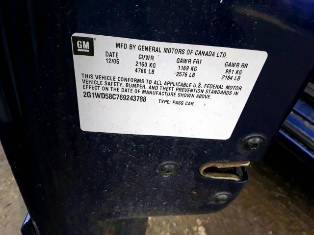 2G1WD58C769243788 - 2006 CHEVROLET IMPALA SUP ლურჯი ფოტო 10