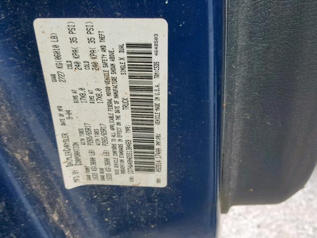 1D7HW48N65S130469 - 2005 DODGE DAKOTA QUA BLUE photo 10