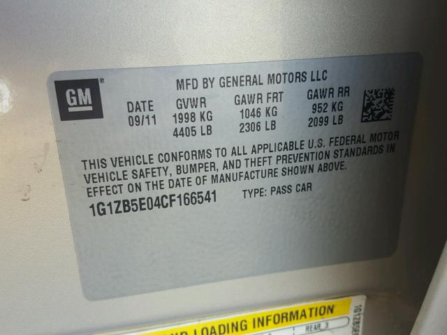 1G1ZB5E04CF166541 - 2012 CHEVROLET MALIBU LS TAN photo 10