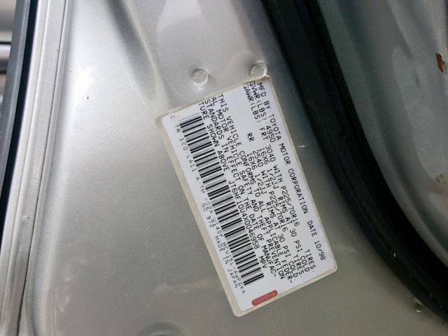 JT6HF10U4X0046958 - 1999 LEXUS RX 300 SILVER photo 10