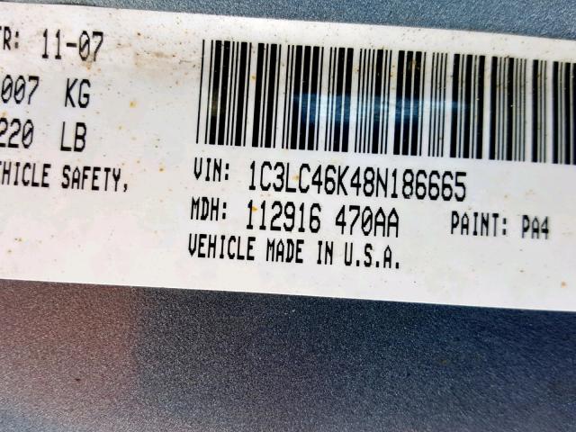 1C3LC46K48N186665 - 2008 CHRYSLER SEBRING LX BLUE photo 10