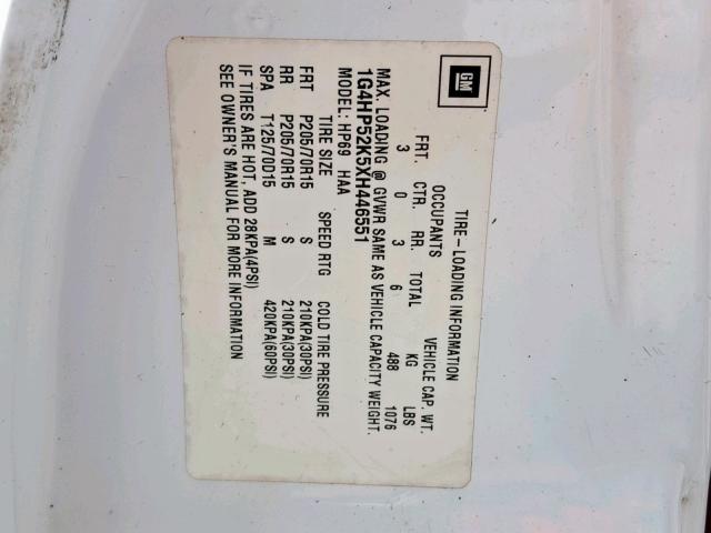 1G4HP52K5XH446551 - 1999 BUICK LESABRE CU WHITE photo 10