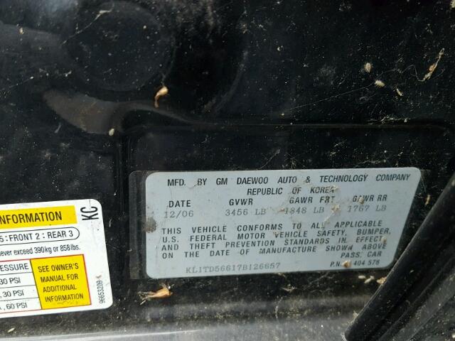 KL1TD56617B126657 - 2007 CHEVROLET AVEO BASE Qara foto 10