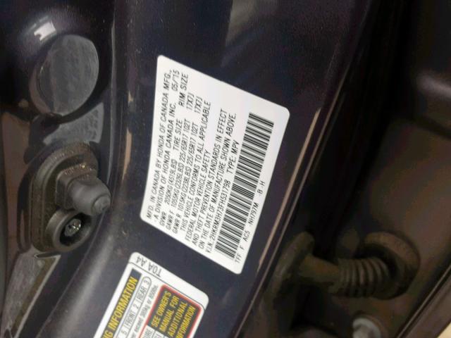 2HKRM3H73FH531798 - 2015 HONDA CR-V EXL GRAY photo 10