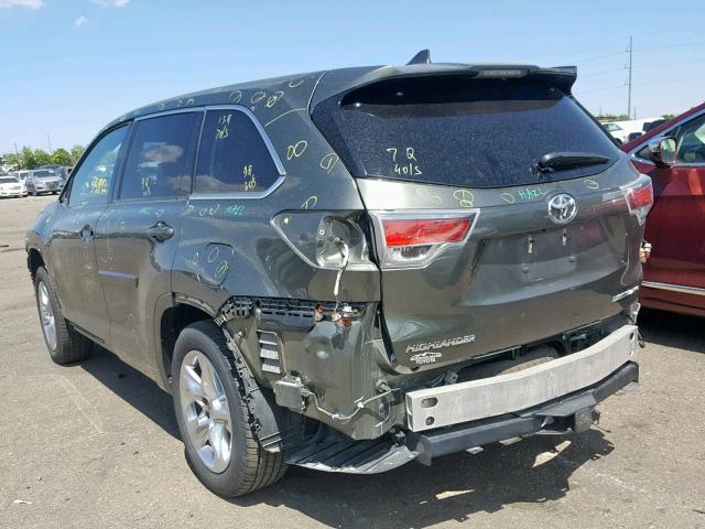 5TDDKRFH9FS179366 - 2015 TOYOTA HIGHLANDER GREEN photo 3