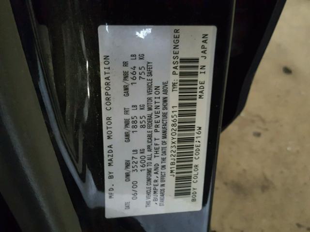 JM1BJ223XY0286511 - 2000 MAZDA PROTEGE ES 黑色 照片 10