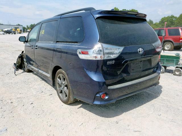 5TDXZ3DC4KS002960 - 2019 TOYOTA SIENNA SE BLUE photo 3