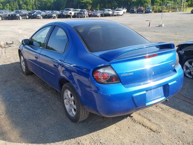 1B3ES56C14D630415 - 2004 DODGE NEON SXT BLUE photo 3