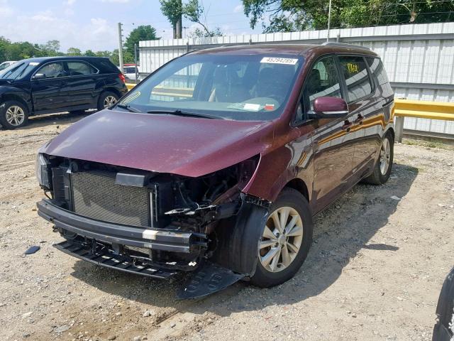 KNDMB5C12G6100203 - 2016 KIA SEDONA LX MAROON photo 2