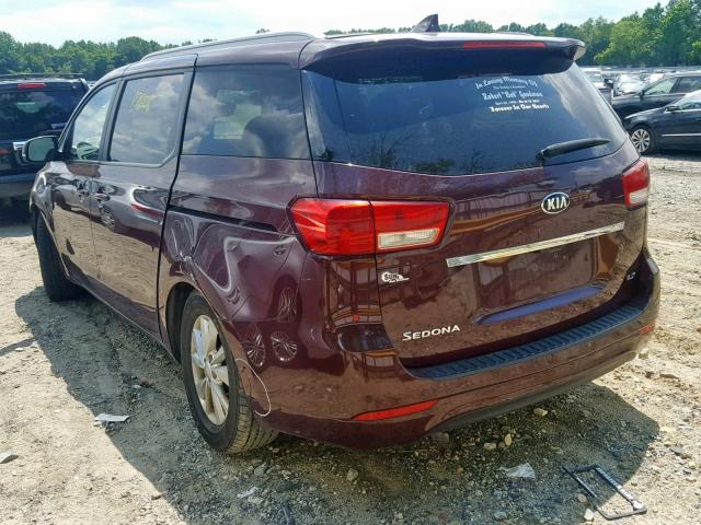 KNDMB5C12G6100203 - 2016 KIA SEDONA LX MAROON photo 3