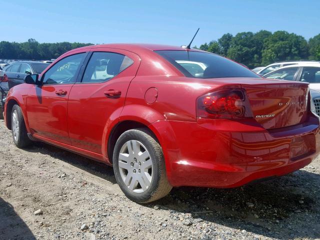 1C3CDZAB2DN760076 - 2013 DODGE AVENGER SE RED photo 3