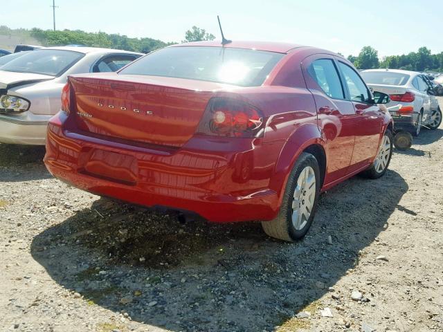 1C3CDZAB2DN760076 - 2013 DODGE AVENGER SE RED photo 4