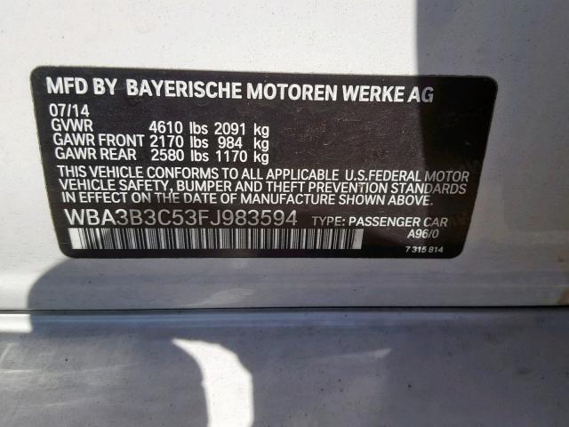 WBA3B3C53FJ983594 - 2015 BMW 328 XI WHITE photo 10