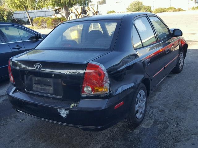 KMHCG45C44U560441 - 2004 HYUNDAI ACCENT GL BLACK photo 4