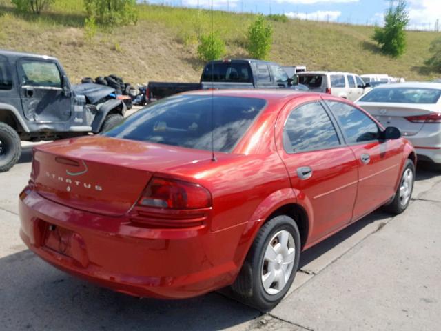 1B3EL36XX4N389419 - 2004 DODGE STRATUS SE RED photo 4