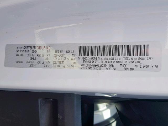 3C6TRVAGXFE503814 - 2015 RAM PROMASTER 白色 照片 10