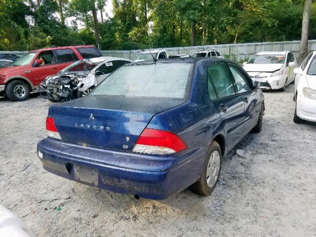 JA3AJ26E73U028535 - 2003 MITSUBISHI LANCER ES BLUE photo 4