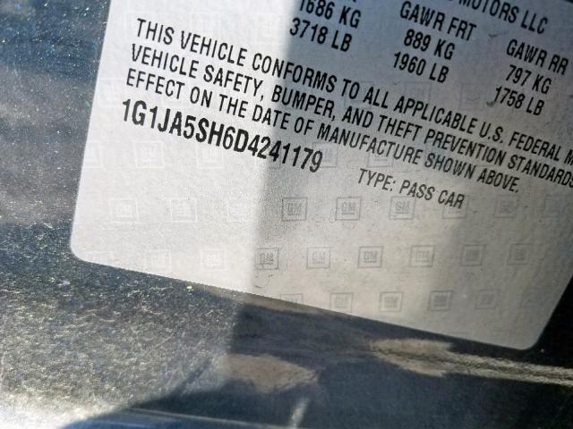 1G1JA5SH6D4241179 - 2013 CHEVROLET SONIC LS SILVER photo 10