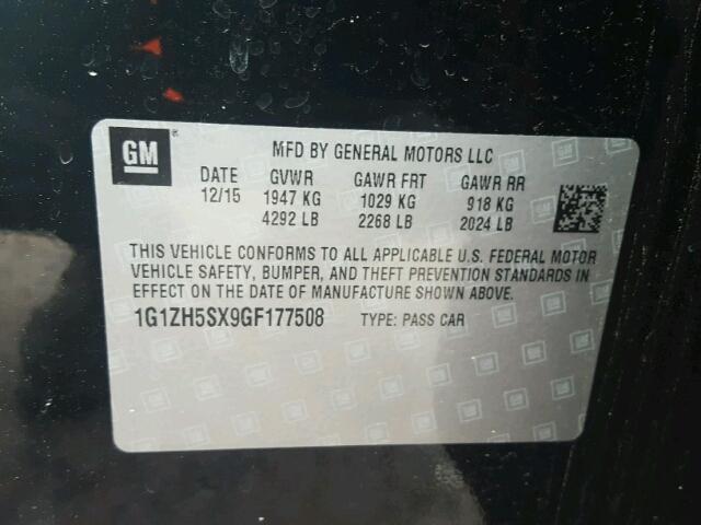 1G1ZH5SX9GF177508 - 2016 CHEVROLET MALIBU PRE 黑色 照片 10