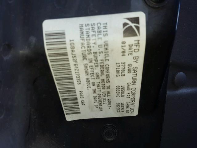 1G8AJ52F64Z173355 - 2004 SATURN ION LEVEL BLUE photo 10