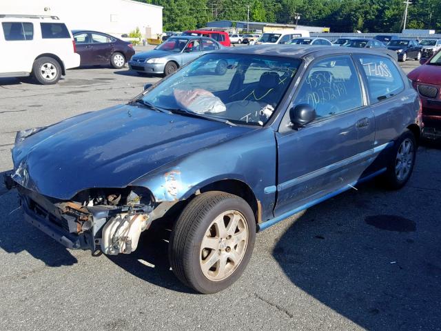 2HGEH2369SH511328 - 1995 HONDA CIVIC DX BLUE photo 2