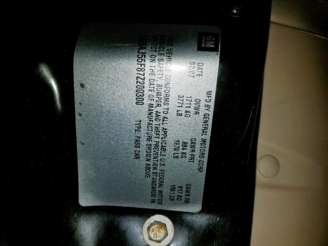 1G8AJ55F87Z200300 - 2007 SATURN ION LEVEL GREEN photo 10