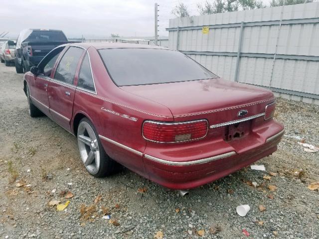 1G1BN5378PW102078 - 1993 CHEVROLET CAPRICE CL RED photo 3