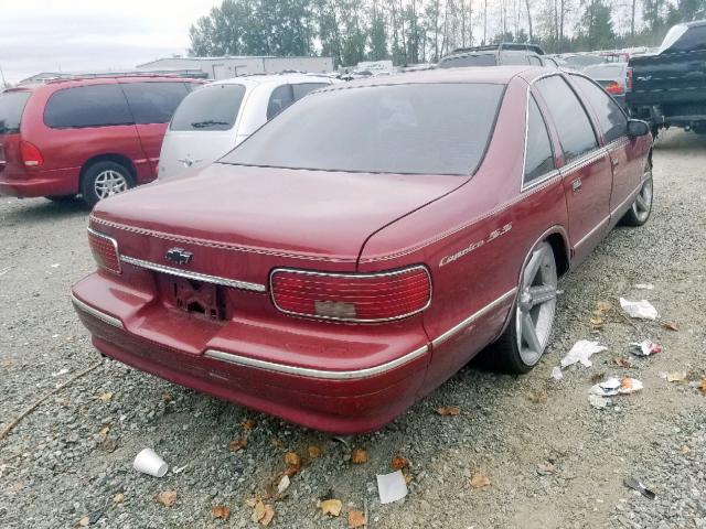 1G1BN5378PW102078 - 1993 CHEVROLET CAPRICE CL RED photo 4