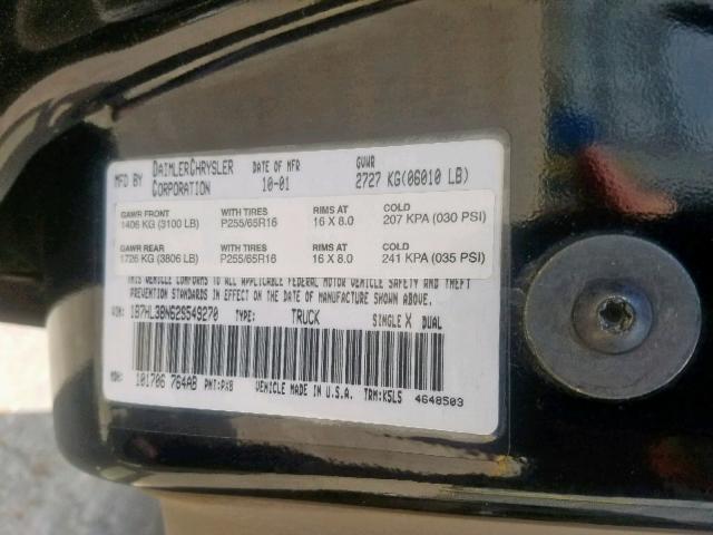 1B7HL38N62S549270 - 2002 DODGE DAKOTA QUA BLACK photo 10