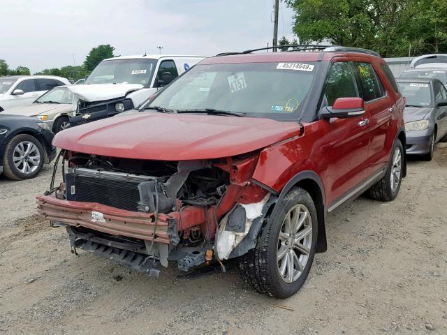 1FM5K8F89GGA97501 - 2016 FORD EXPLORER L RED photo 2