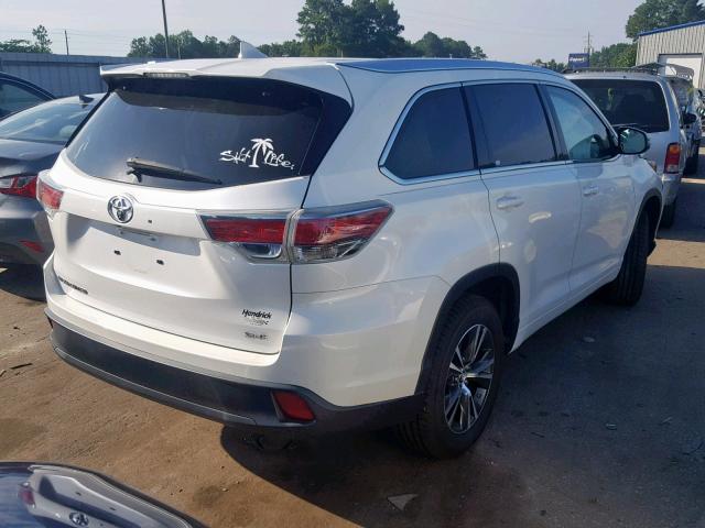 5TDKKRFH5GS176571 - 2016 TOYOTA HIGHLANDER WHITE photo 4