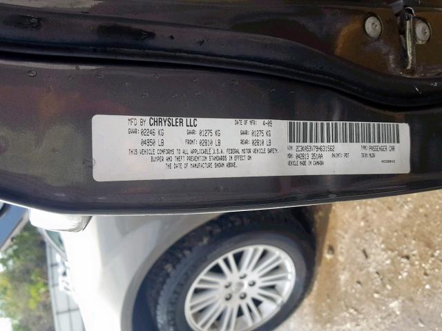 2C3KA53V79H631562 - 2009 CHRYSLER 300 TOURIN GRAY photo 10