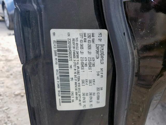 2C8GF68405R652572 - 2005 CHRYSLER PACIFICA T BLACK photo 10