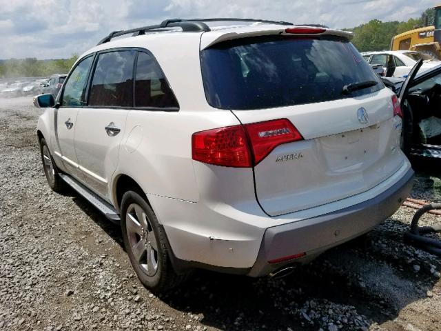 2HNYD28827H530399 - 2007 ACURA MDX SPORT WHITE photo 3