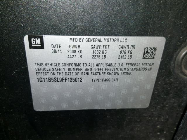 1G11B5SL9FF135012 - 2015 CHEVROLET MALIBU LS GRAY photo 10