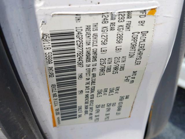 1D4GP25R77B244307 - 2007 DODGE CARAVAN SE WHITE photo 10