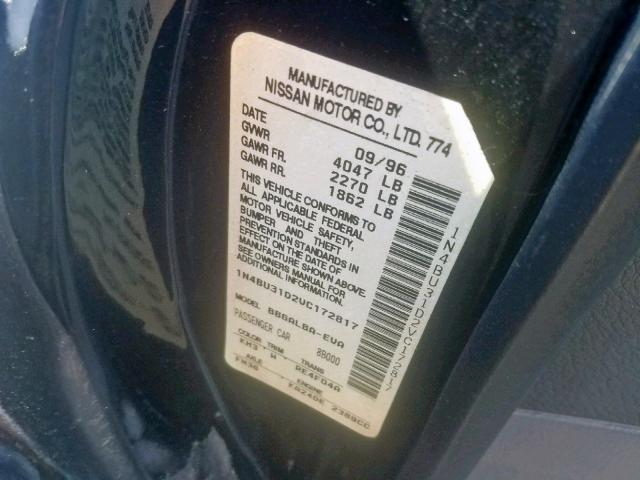 1N4BU31D2VC172817 - 1997 NISSAN ALTIMA XE BLACK photo 10