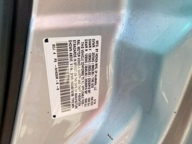 5FNRL18804B116188 - 2004 HONDA ODYSSEY EX SILVER photo 10